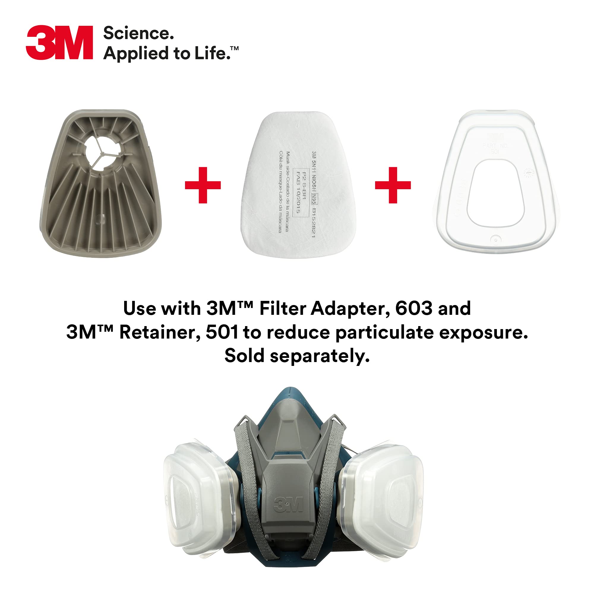 3M N95 Respirator Filter, 5N11, Disposable, Helps Protect Against NonOil Based Particulates