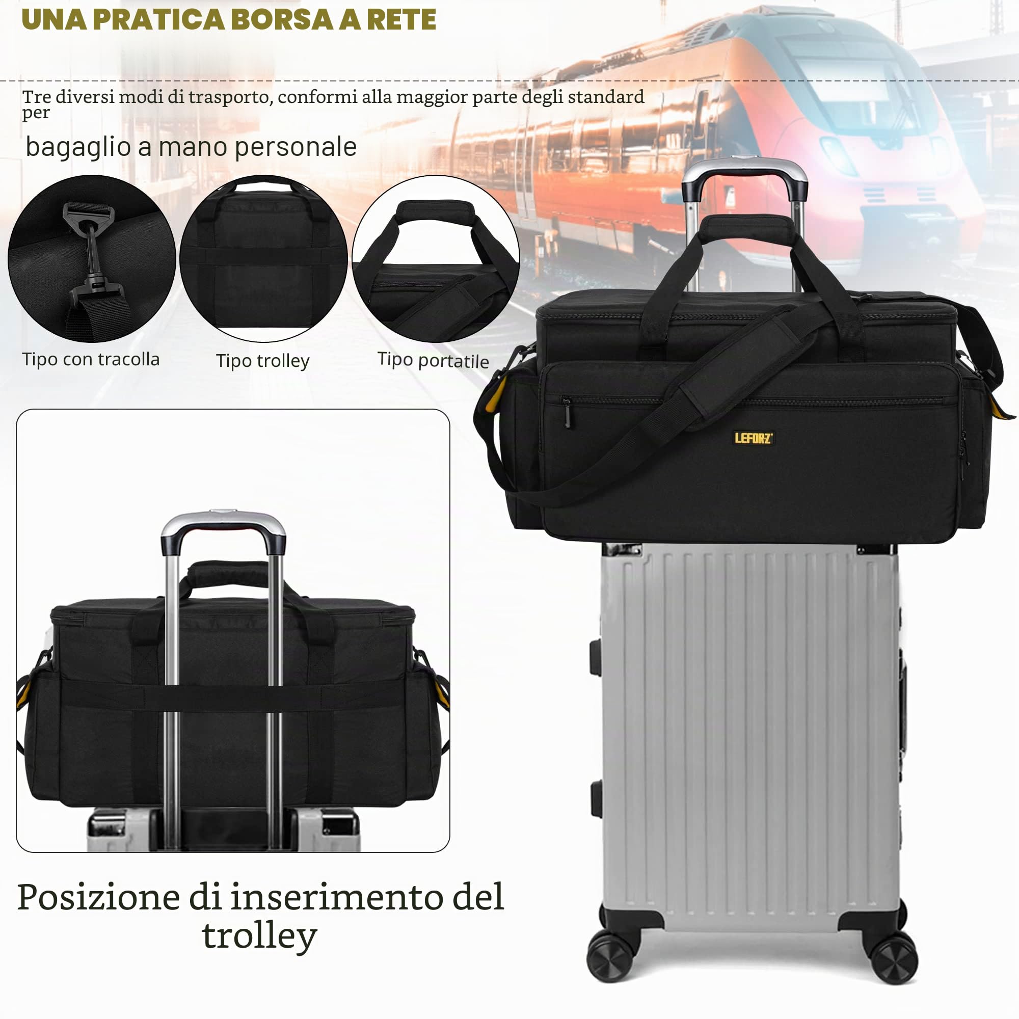 LEFOR·Z Borsa DJ,Borsa grande per Attrezzatura da DJ,borsa per organizer per file,cavi,con divisori rimovibili e fondo imbottito,Attrezzatura Musicale e Accessori