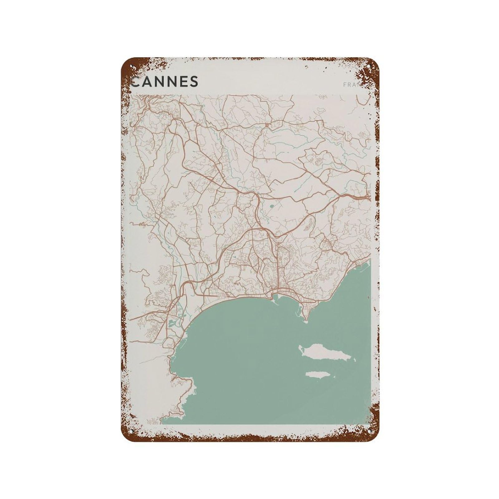 xiaoxiaoshen Cannes Map France Travel Gift Scandi (2) Wall Decor Art Metal Tin Poster Modern Home Decor Art Home Bar Shop Decorations Vintage Sign 30x20cm