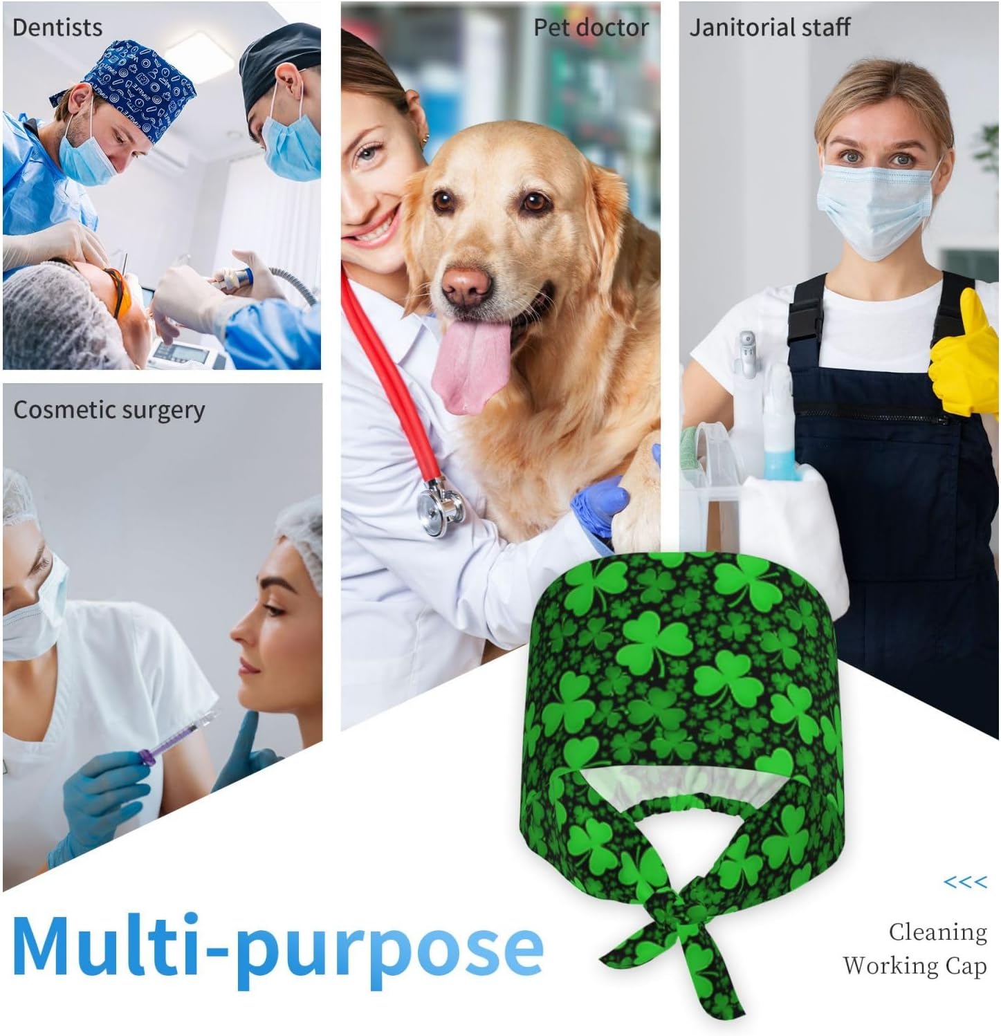 Scrub Cap with Sweatband for Women & Men — Adjustable Tie Back Surgical & Working Cap for Nurses, Doctors & Medical Staff