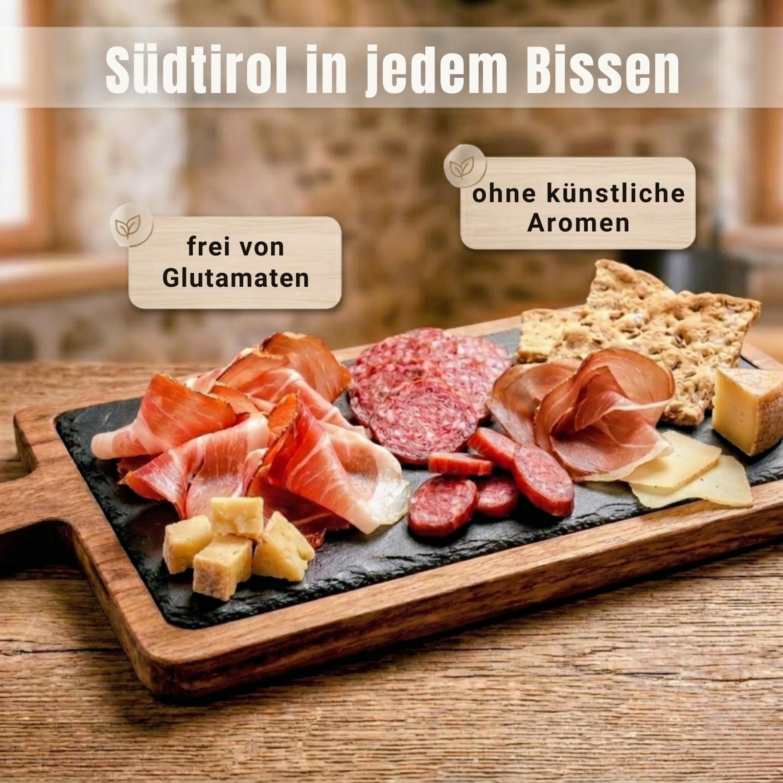 BAVAREGOLA Südtiroler Präsentkorb 6er Marende Alpen Genuss Tiroler Brotzeit Box mit Speck Käse Salami Schinken Kaminwurzen Premium Feinkost Geschenk