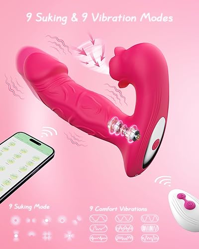 Miniatura 3 de Juguete vibrador rosa para mujer, estimulador de consolador de succión con 9 modos de vibrador, control remoto, estimulación del pezón, juguetes