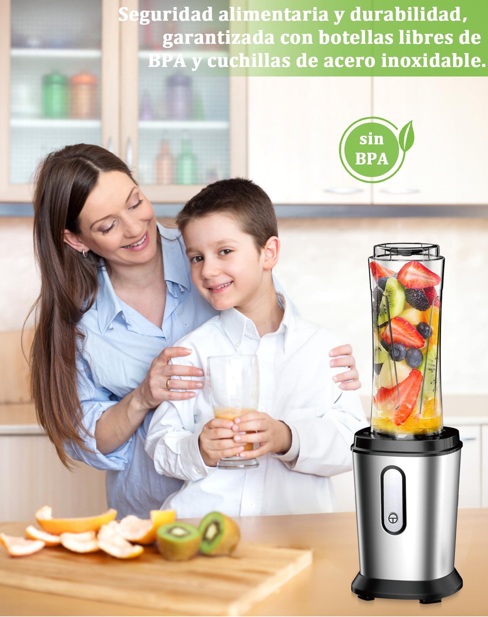 Batidora de Vaso, 500W Mini Portatil Batidora de Vaso Smoothies Individual con 2 Botellas de 600 ml de Plástico Tritan, Licuadora para Zumos, Batidos, Verduras, Frutas