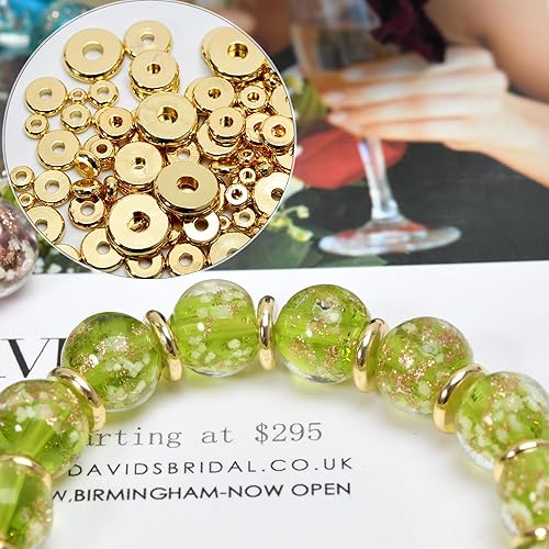 Miniatura 4 de 300 cuentas espaciadoras redondas pequeñas y planas rellenas de oro de 18 quilates, cuentas espaciadoras de disco para manualidades, pulseras,