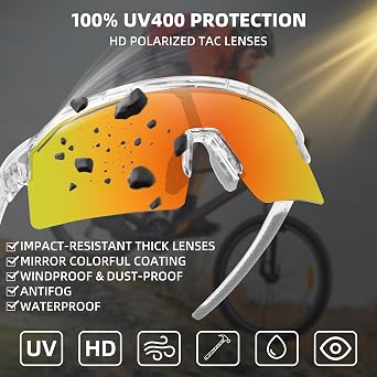Polarized Sports Sunglasses for Men Women Unbreakable UV400 Protection Goggles Cycling Baseball Running Glasses