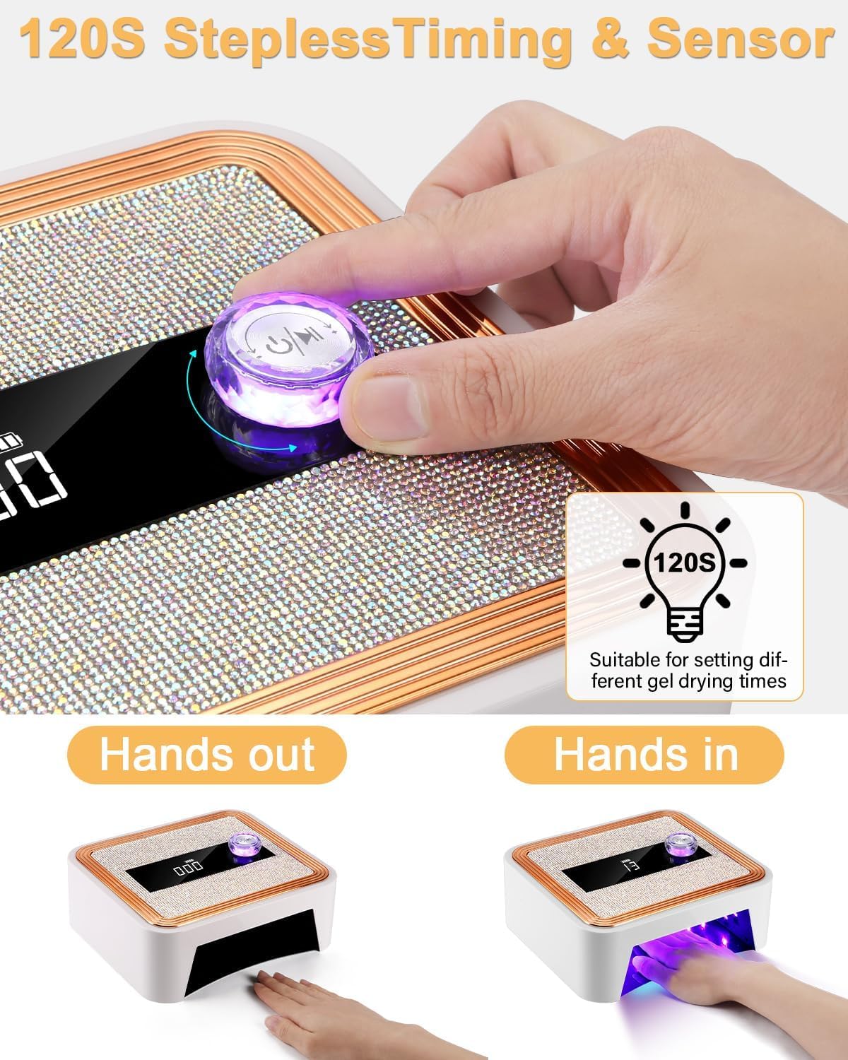 jutyum Lampe UV Ongles Gel, lampe LED Ongle sans fil avec 2000mAh, Machine UV LED pour Ongles, Séchoir à Ongles avec Capteur et Minuterie 120S, Lampe UV Vernis Semi Permanent pour Salon Maison