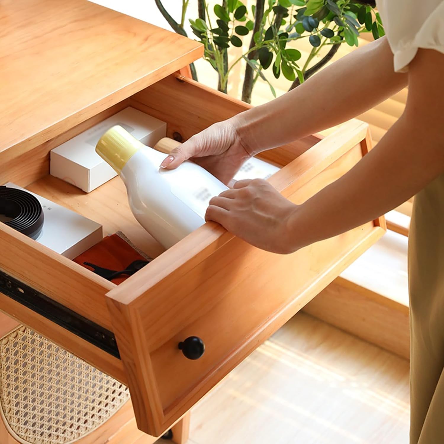 Sweeper Robot Storage Cabinet Sweeper Organizer Sweeping Robot Shelf Solid Wood Sweeper Robot Cabinet Sideboard Storage Cabinet Sweeper Organizer(Cherry,C-48x70x53cm)