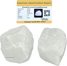 Certified Sphatik Clear Quartz Crystal Healing Rough Stone, Natural Raw Crystals for Manifestation, Meditation and Reiki Healing (2 Pieces)