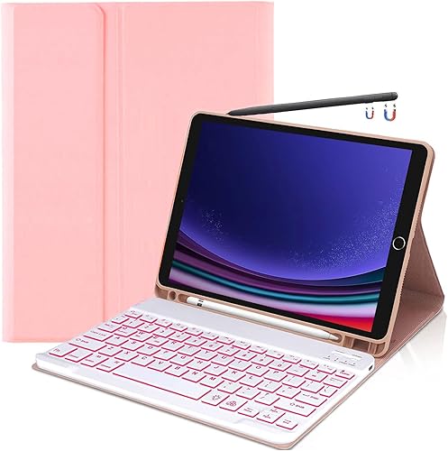 SUYOOULIN Funda de teclado para Samsung Galaxy Tab S9 Plus S9+ de 12.4 pulgadas 2023 (SM-X810X816BX818U) con soporte para bolígrafo S, funda de