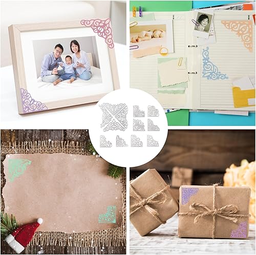 Miniatura 7 de 12 troqueles de corte de metal de esquina de encaje, plantillas huecas en relieve de metal, troqueles de corte de flores de rosa y mariposa para