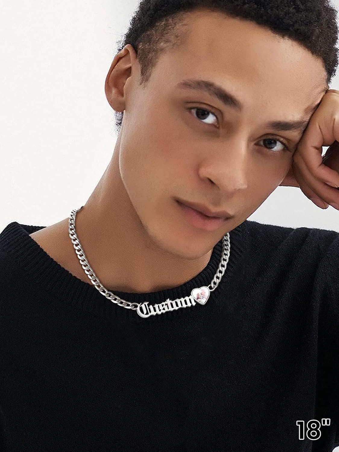 GoldChic JEWELRY Name Necklace Personalized for Men, Womens Custom Name Plate Chain, Stainless Steel Customized Old English Nameplate Choker with Curb Chains Custom, 16 inches to 30 inches