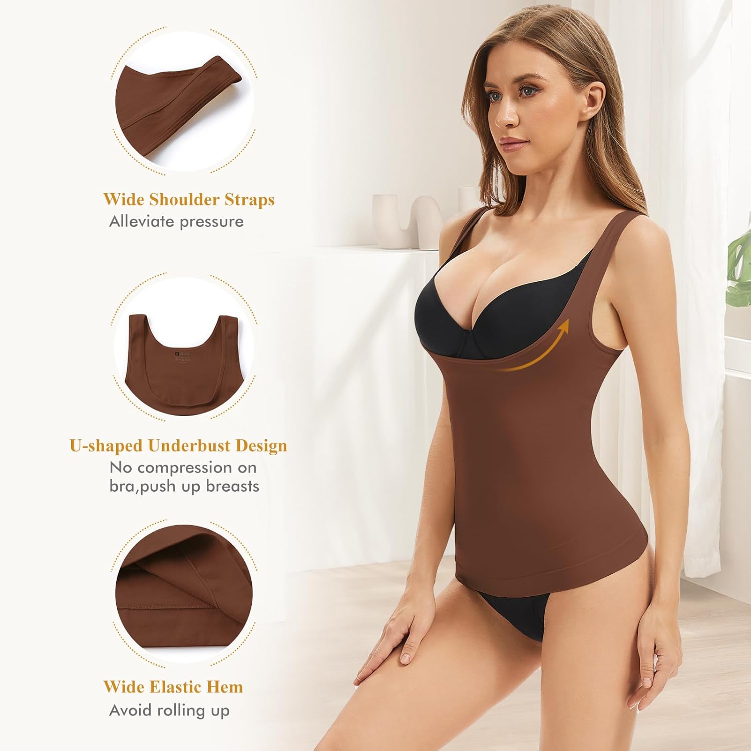 Women's Underbust Shapewear Tank Tops Tummy Control Compression Camisole Seamless Slimming Tank Cami - Image 4