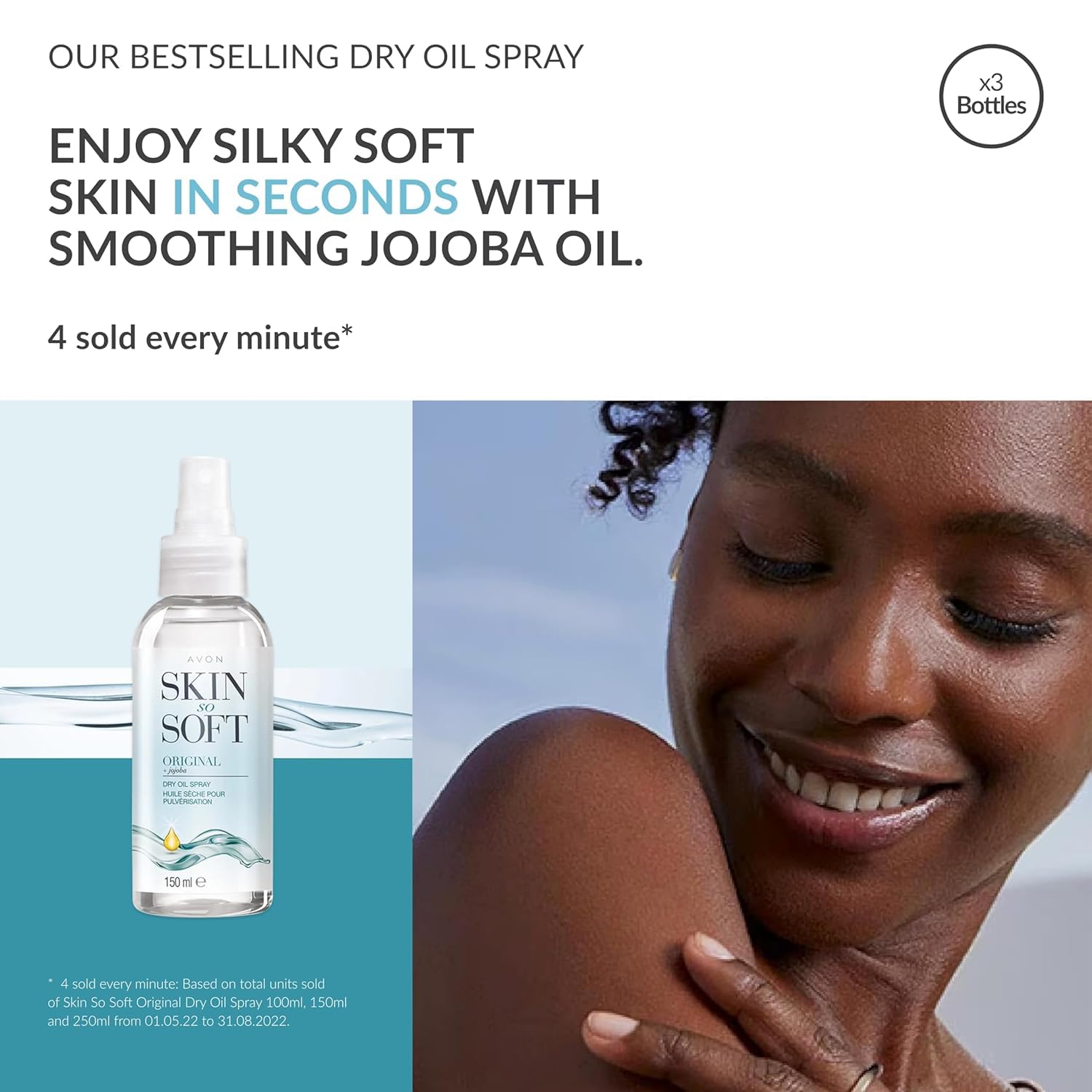 Avon Skin So Soft Original Dry Oil Spray 4 x 150ml.