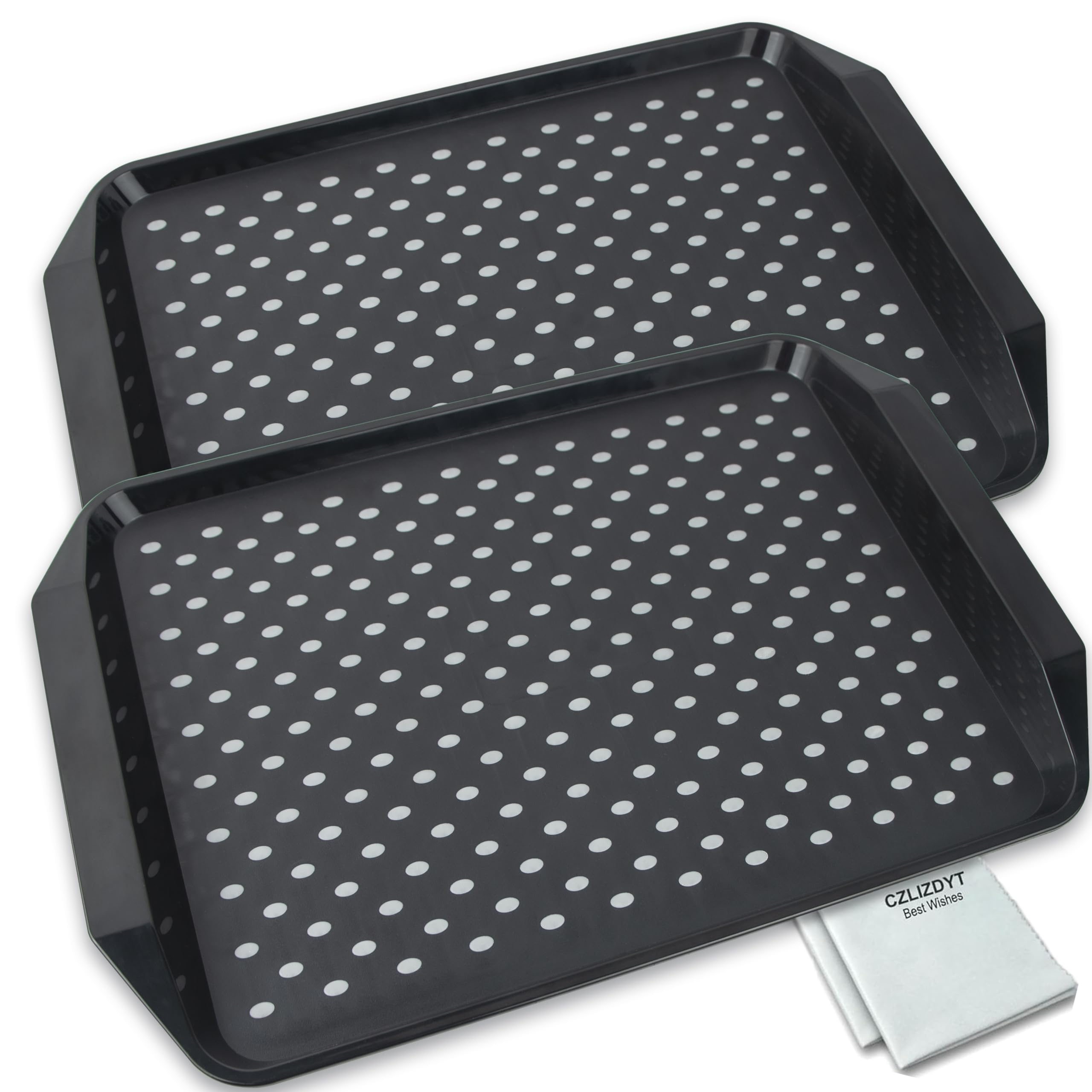 Czlizdyt Bandeja antideslizante para servir con asas, color negro