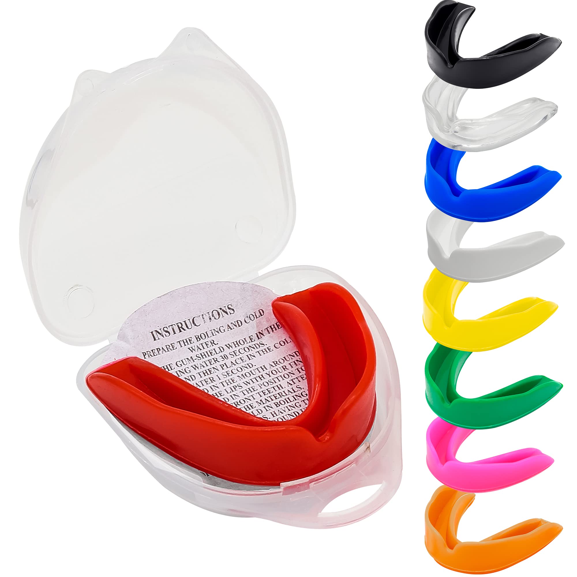 Mouthguards for Rugby Boxing Sports Gum Shield Adult Senior Professional Mouth Guard Jaw Protection Case Martial Arts Judo Karate MMA Muay Thai Hockey Football Lacrosse Men Women(White)