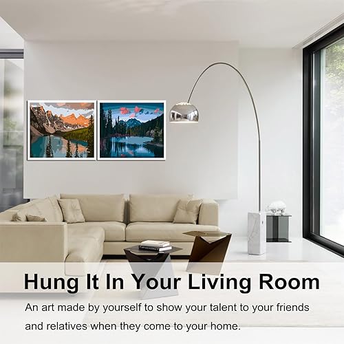 Miniatura 189 de Baisite 1112 Pintura por números, para adulto, principiante, niño, 12 pulgadas de ancho x 16 pulgadas de largo, 2 lienzos, 8 pinceles de madera