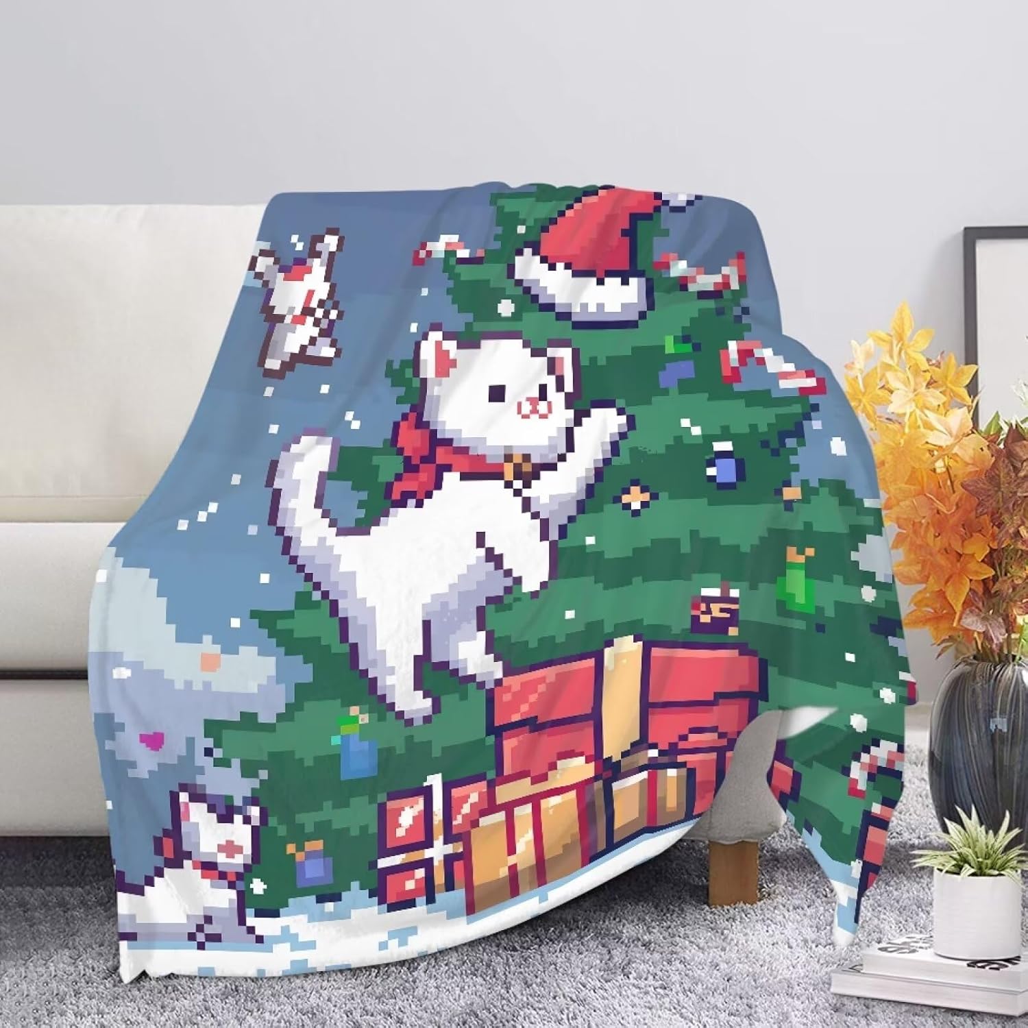 Christmas Throw Blanket for Couch Fleece Blanket for Camping Antistatic Cooling Blanket Queen Size Fluffy Blanket for Baby Plush Blanket Twin for Bedroom Sofa Car Living Room