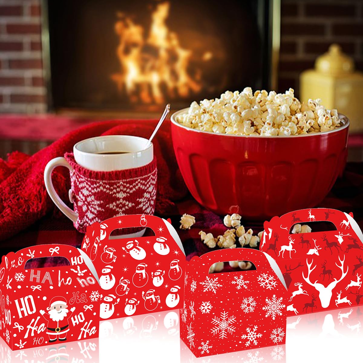 Scatole Regalo Natalizie Per Dolci - 10 Pezzi Con Maniglia, Bianche, Per Biscotti E Cupcake - Foto 4