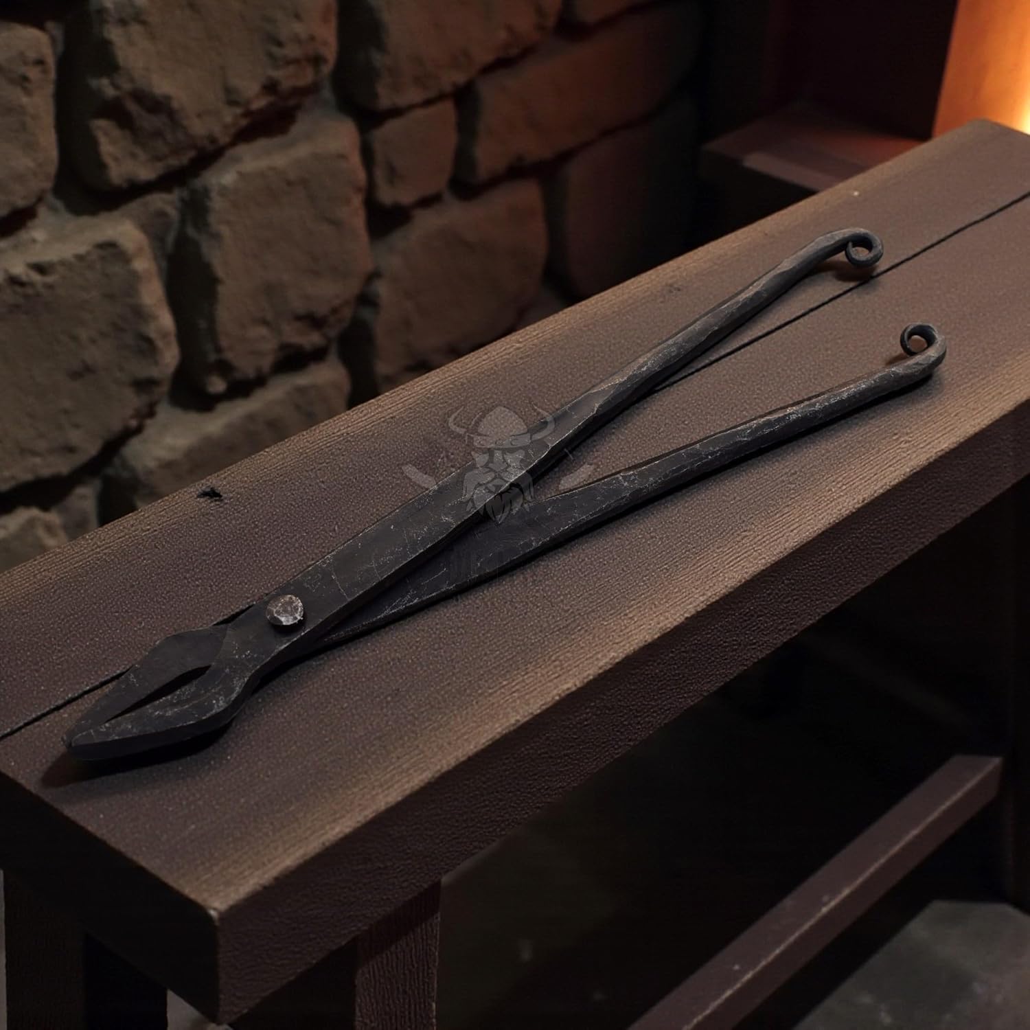 Viking Traders Hand Forged Medieval Iron Blacksmiths Tong, 9 Inch, Black