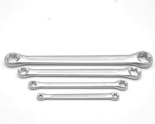 Miniatura 5 de Juego de llaves de caja TRX-Star E-Torx de 4 piezas, E6 E8 E10 E12 E14 E18 E20 E24 Torx Juego de llaves Torx, juego de llaves de doble extremo de