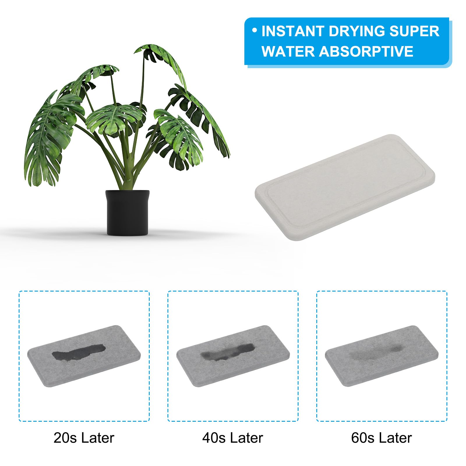 PATIKIL Square Water Absorbent Diatomite Coasters 8.3x3.9inch - Image 4