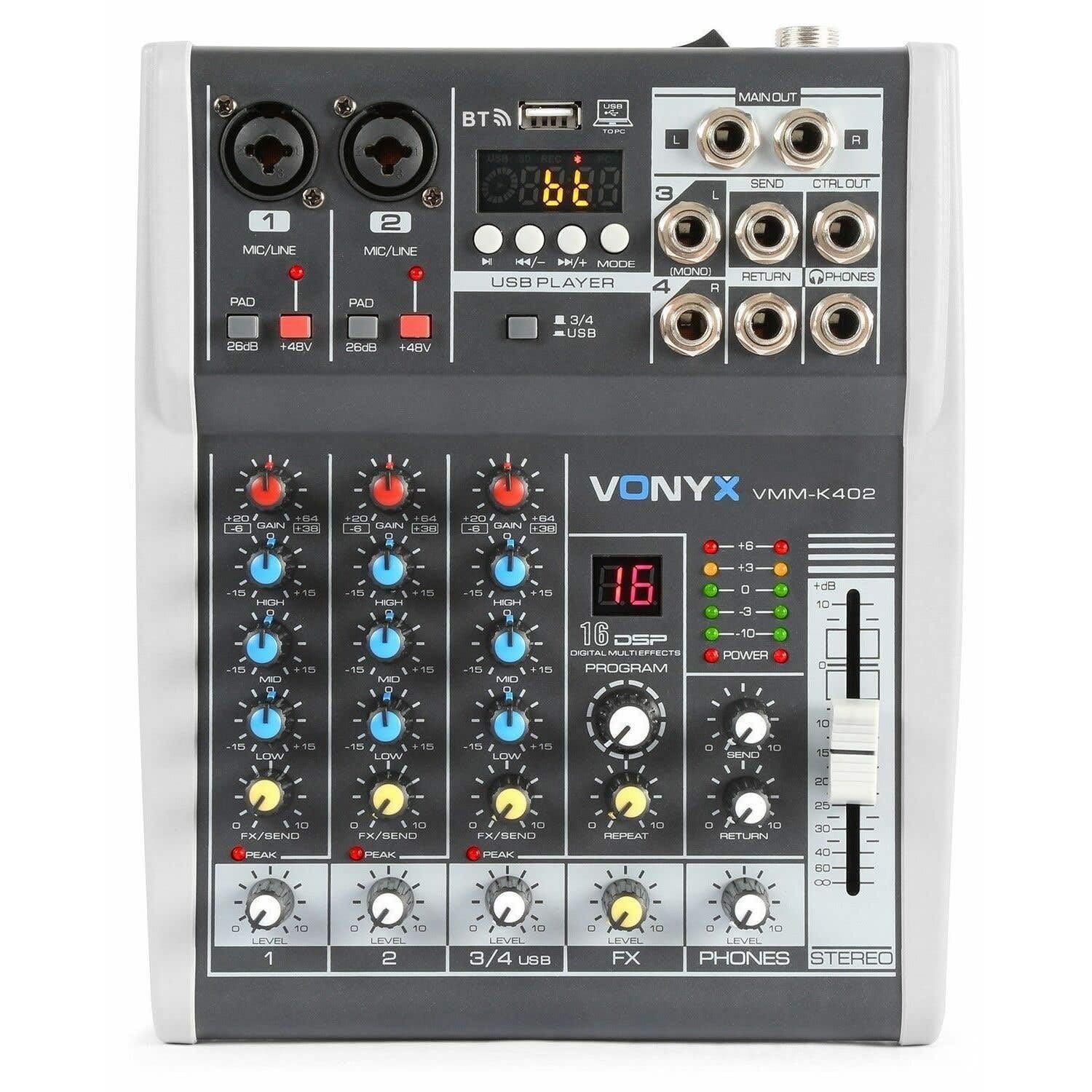 Vonyx VMM-K402 4-Kanal-Mischpult mit Bluetooth und Effekten