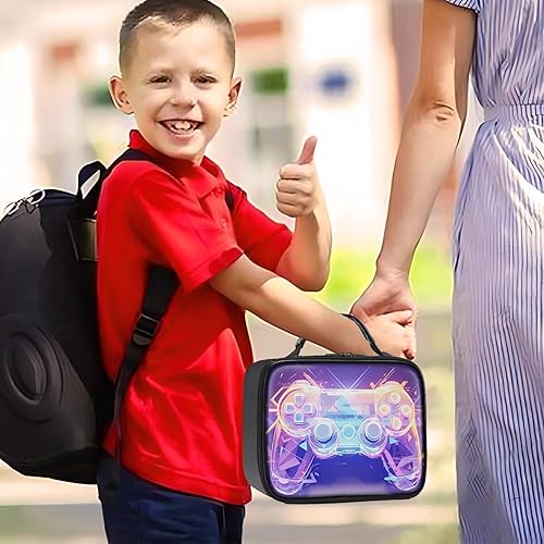 Miniatura 7 de Lonchera de cuero para niños, lonchera de cuero para niños, regalos para jugadores, lonchera aislada para videojuegos, lonchera portátil