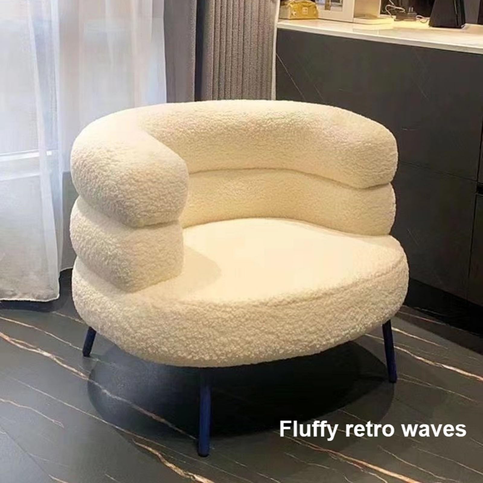 Poltrona da Salotto,Poltrona Imbottita In Tessuto Teddy con Braccioli,Design Avvolgente,Struttura In Legno e Gambe In Acciaio,per Soggiorno e Camera da Letto D