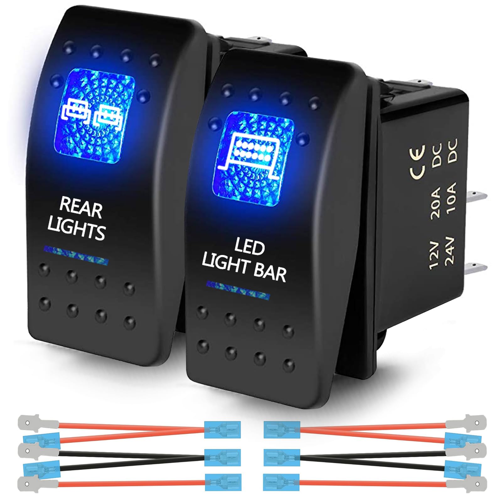 Amazon.com: Xislet 3-Pin/Blue UTV LED Rocker Switches Compatible with ...