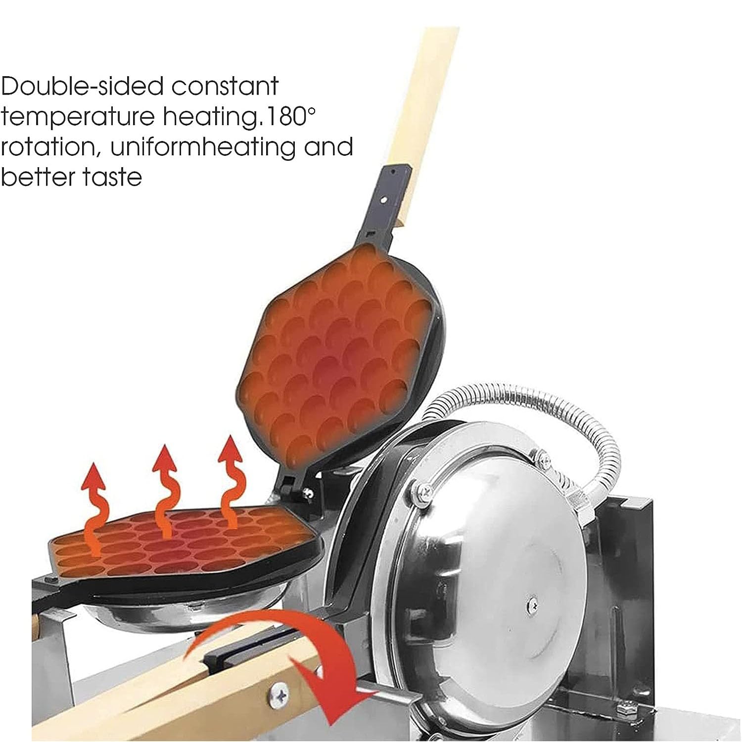 1400W Commercial Bubble Waffle Maker, 60PCS Electric Egg Cake Machine, 50-250? Temperature Adjustable, 0-5 Minutes Adjustable, for Commercial Cafe Restaurant