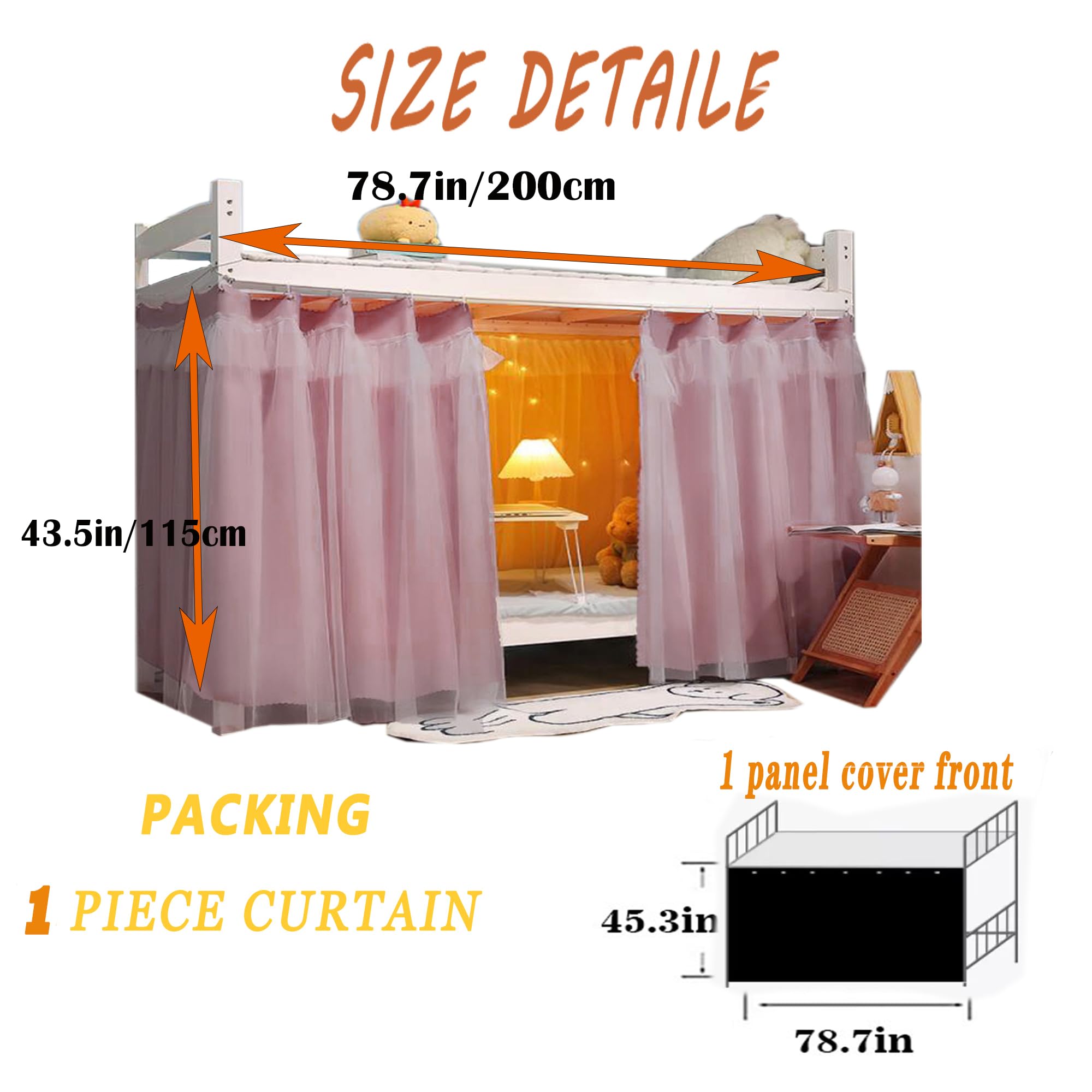 Navhao 2 Panels,Dorm Home Solid Thicken Bunk Blackout Bed Curtains Cloth Bed Canopy Men Women Single Sleeper, Pink