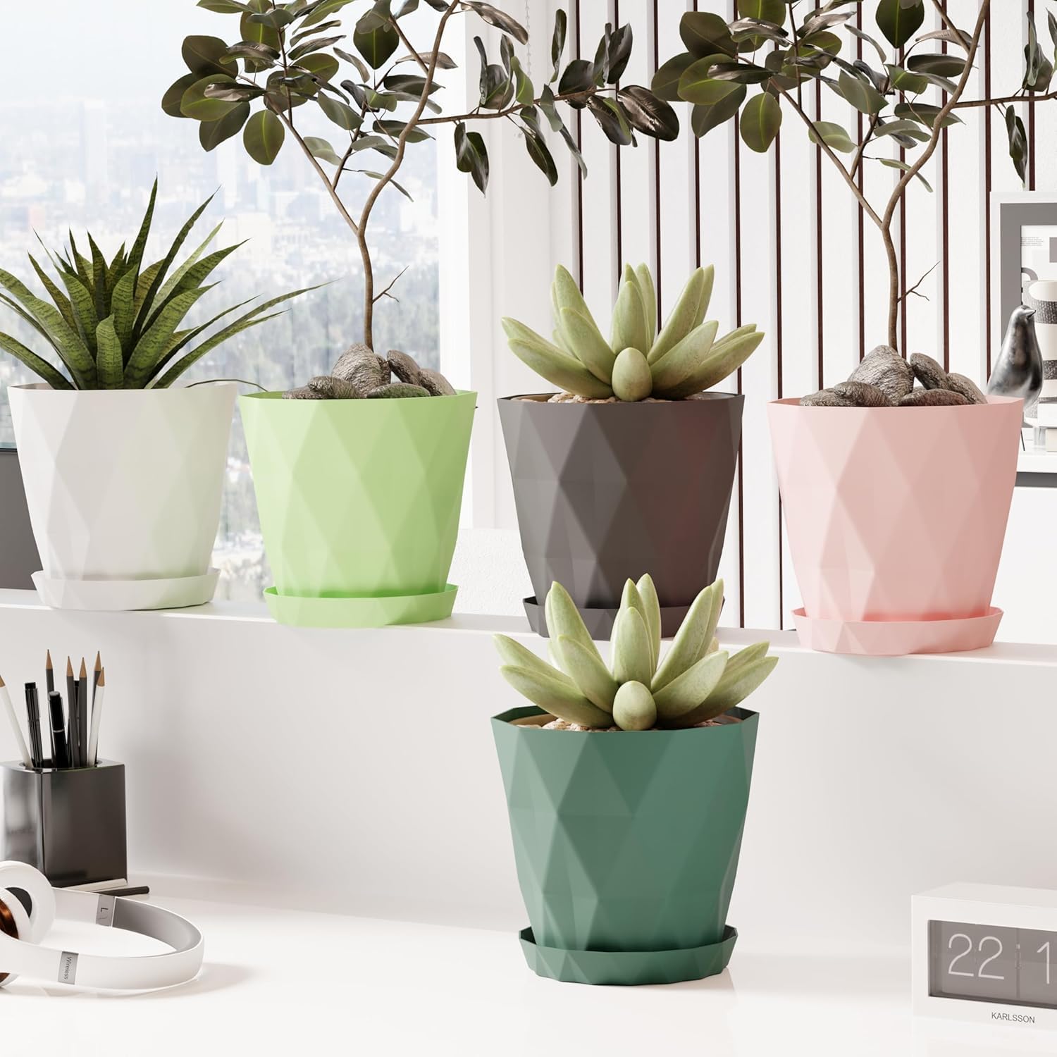 TP Incorp Decorative Plastic Planter Pots, 6 Inch, Set of 5, Multicolor, for Indoor and Outdoor Plants, with Drainage Hole (B0DBCZMZT4) Amazon Price History, Amazon Price Tracker