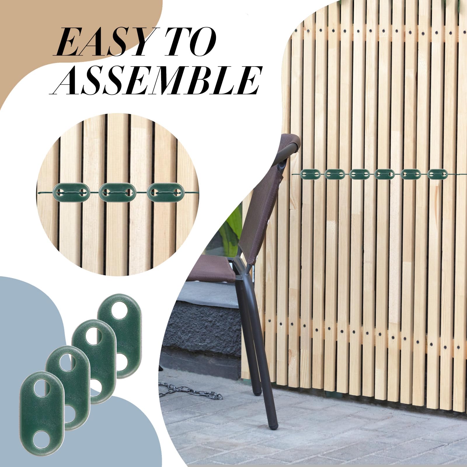 Photect Kit de Fijación de Valla Fijación de Pantallas PVC de Privacidad Kit de Montaje de Pantalla de Jardín Impermeable 100 Clips de Montaje de Pantalla de Jardín y 100 Bridas de Cable(Verde)