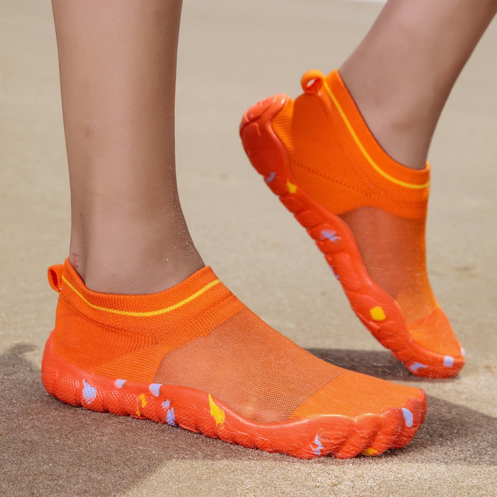 Męskie buty do wody na boso, bohema, lekkie skarpety do wody, szybkoschnące, buty do pływania z podeszwą moro, do surfingu na plaży i jogi, pomarańczowy, 38 EU