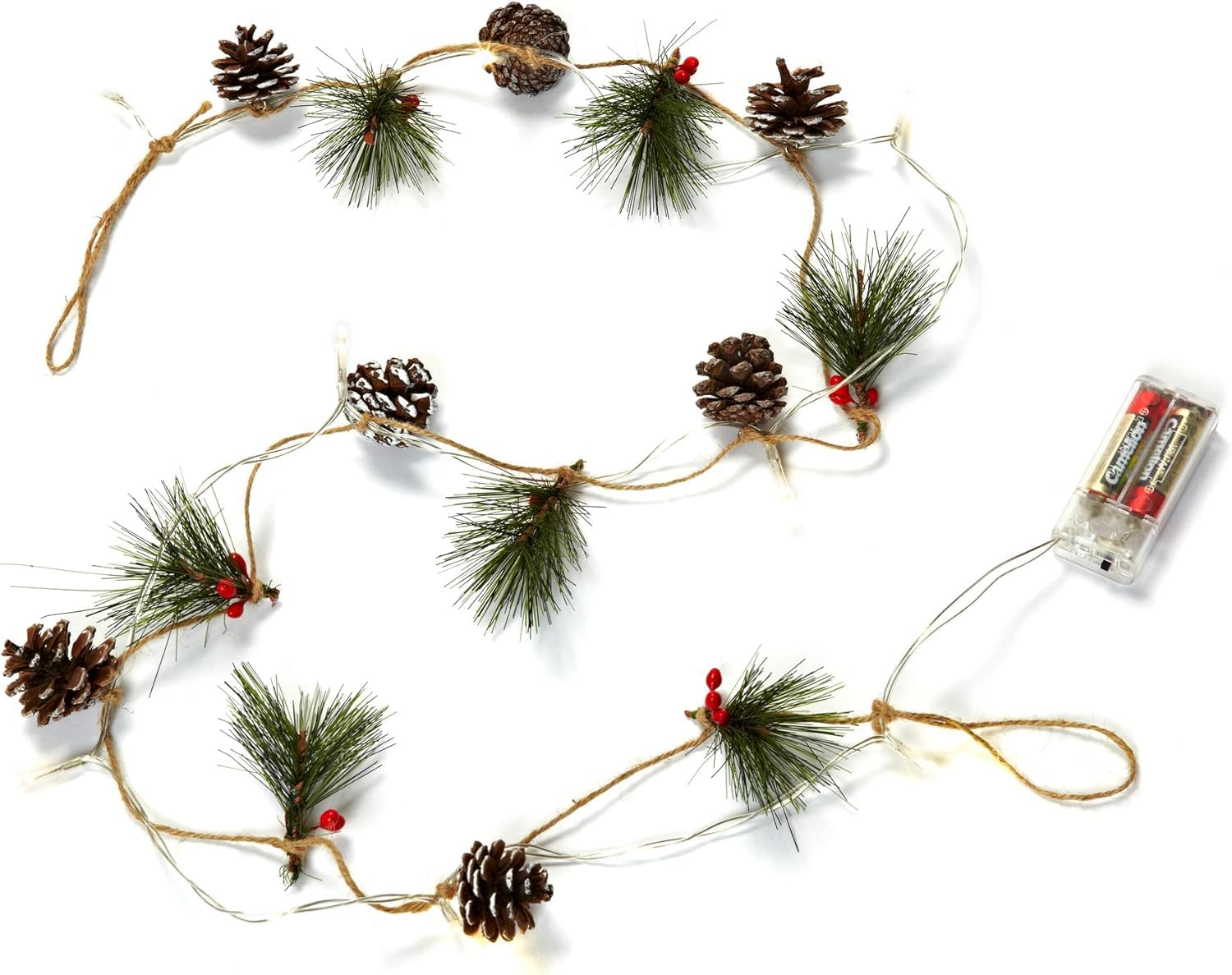 HEITMANN DECO Christmas Fairy Lights - 10 LEDs - Battery Operated - Indoor - Pine Cones - Pine Branches - Warm White โ image 1