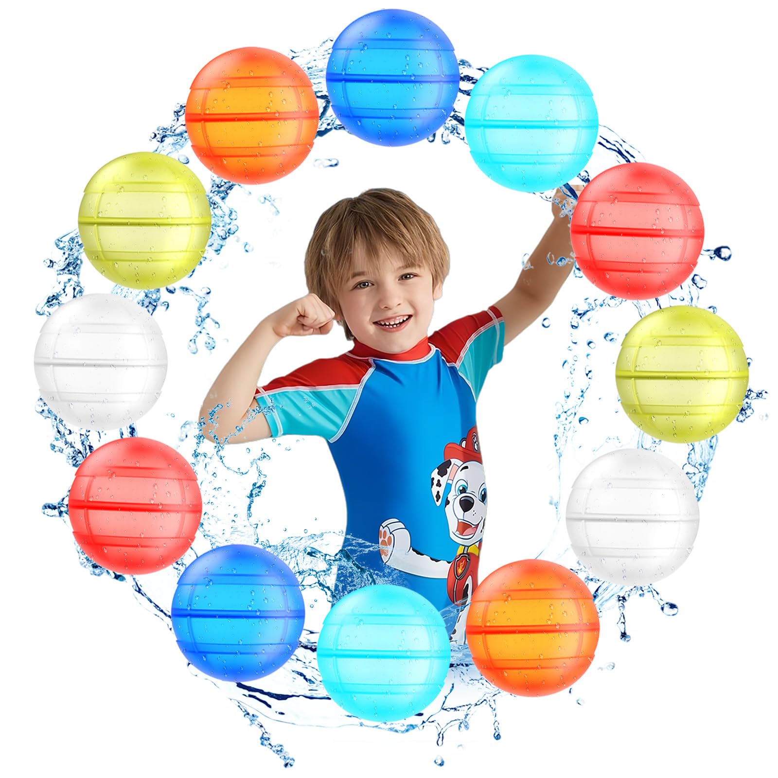 Reusable Water Balloons for Kids Water Bombs Splash Balls for Pool, Water Bomb for Summer Garden Pool Beach Outdoor Toys, Fun Party Games Water Toys, 12PCS