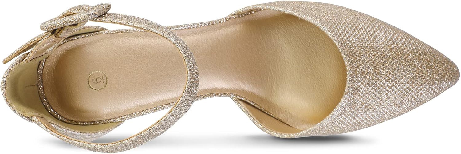 mysoft Women's Pointed Toe Low Chunky Heels Closed Toe Ankle Strap Dress Pump Shoes - Available in Wide Sizes - Image 5