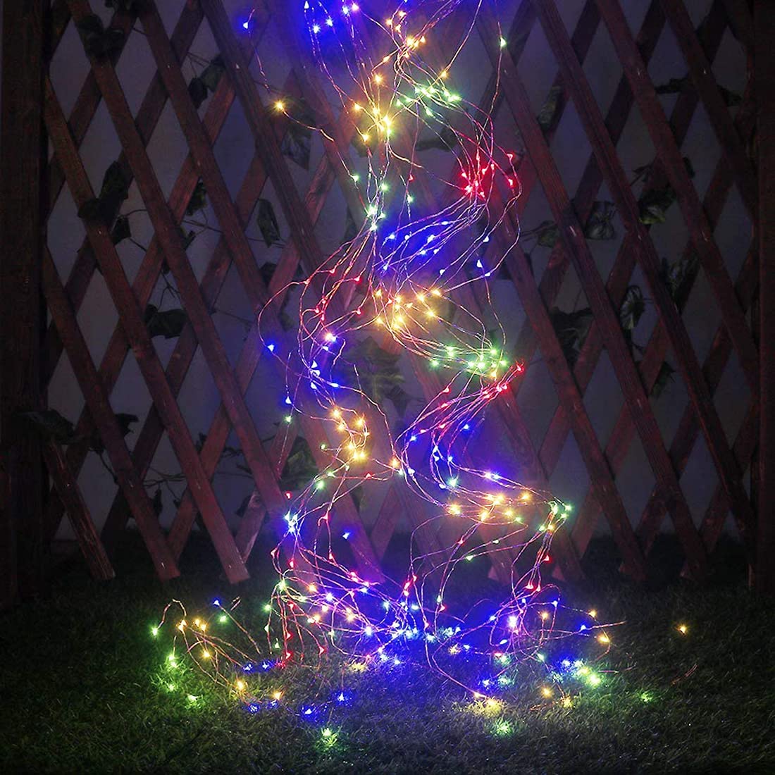 Solar Branch Fairy Lights,KINGCOO Waterproof Waterfall Tree Vines Lights 10 Strands 200led Solar Copper Wire Decorative String Lights 8 Modes for Garden Party Wedding Christmas Decoration(Multicolor)