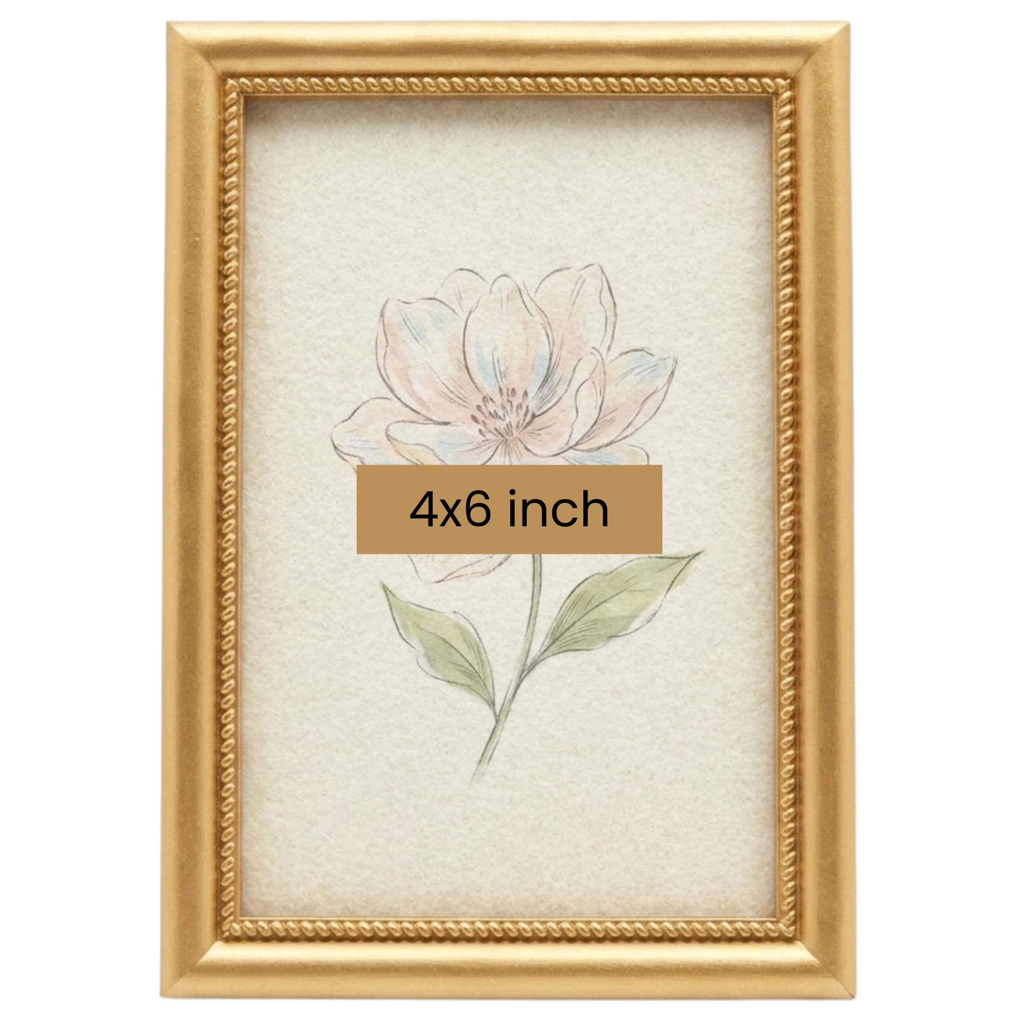 Concepts Gold ( Pack Of 1) Pack Of 1-4X6 Decorative Twist Rope Resin Photo Frame | Elegant Gold Picture Frame For Desk, Shelf & Home Décor