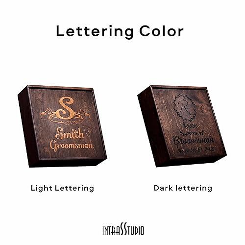 Miniatura 3 de IntraSStudio Personalized Wooden Groomsmen Gift Boxes for Presents - Wood Box with Hinged Lid - Custom Cigar Box for Fathers Day Bride Gifts - Best