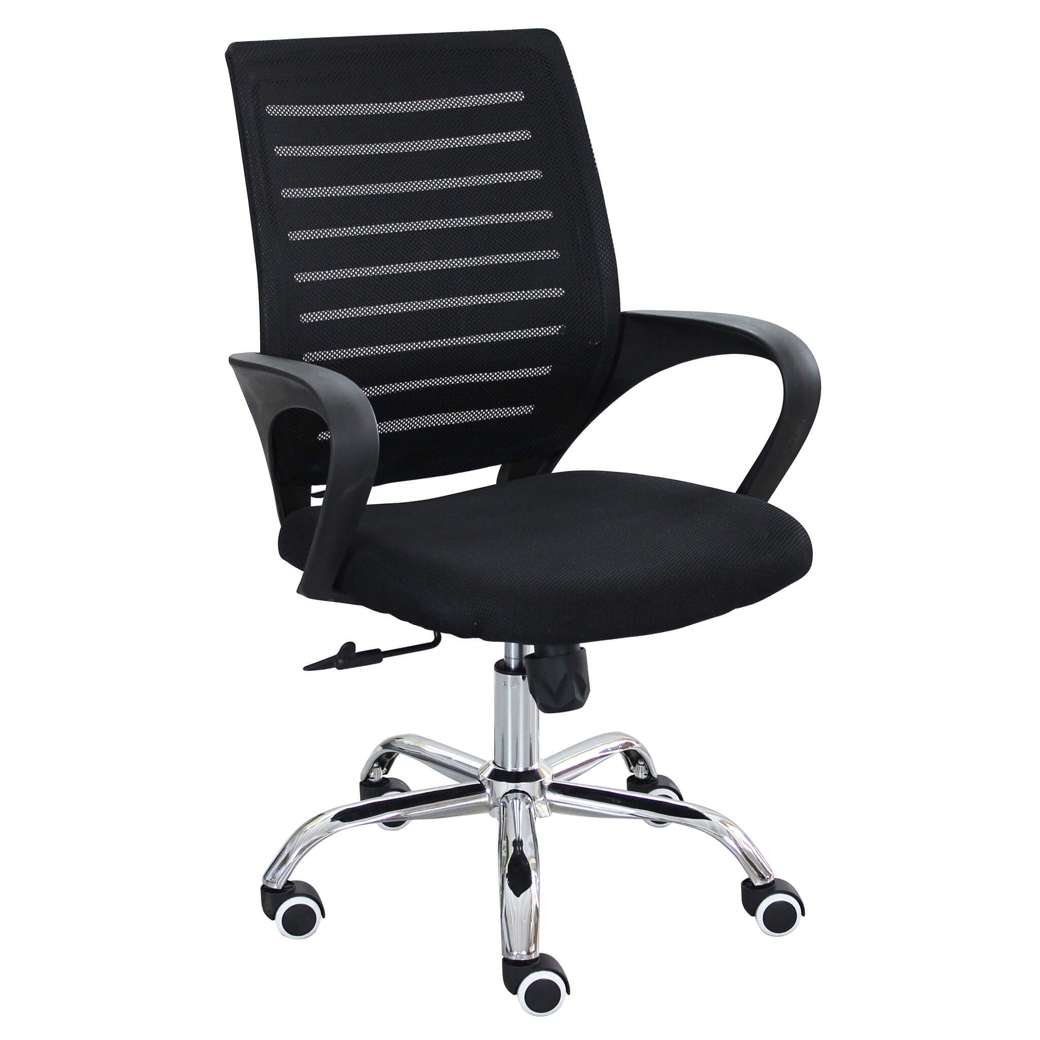 milani home - sedia ufficio ergonomica girevole con poggiatesta e supporto lombare, in poliuretano nero, con braccioli