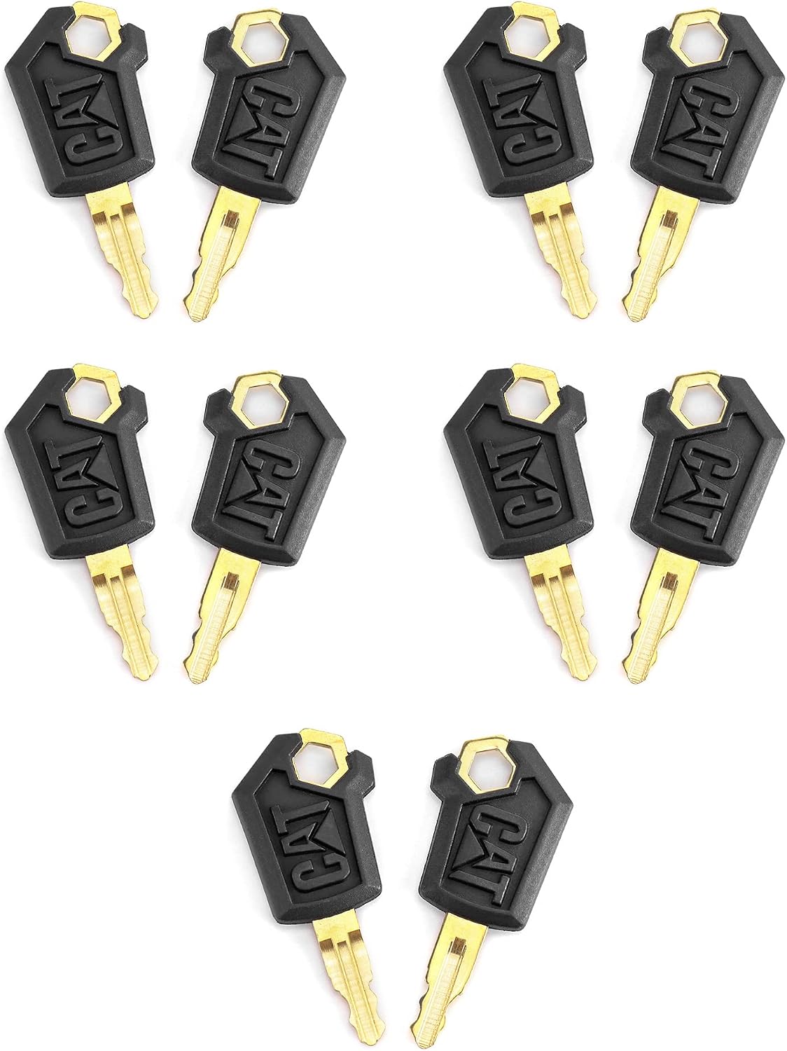 QWORK Ignition Keys, 10 Pack Compatible With 5P8500 Cat Keys Heavy Equipment Keys