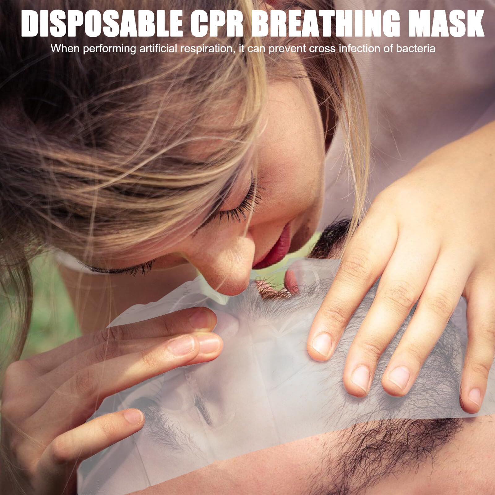 50 pezzi di protezione del viso: CPR / respiratore per protezione personale, protezione del viso per primo soccorso e emergenze, sacchetto in pellicola in PVC per rianimazione, protezione per la