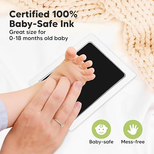 Miniatura 4 de Kit de 4 manos y huellas de bebé sin tinta, almohadilla de tinta sin desorden para recuerdo de recién nacidos, kit de huellas de nariz de perro y