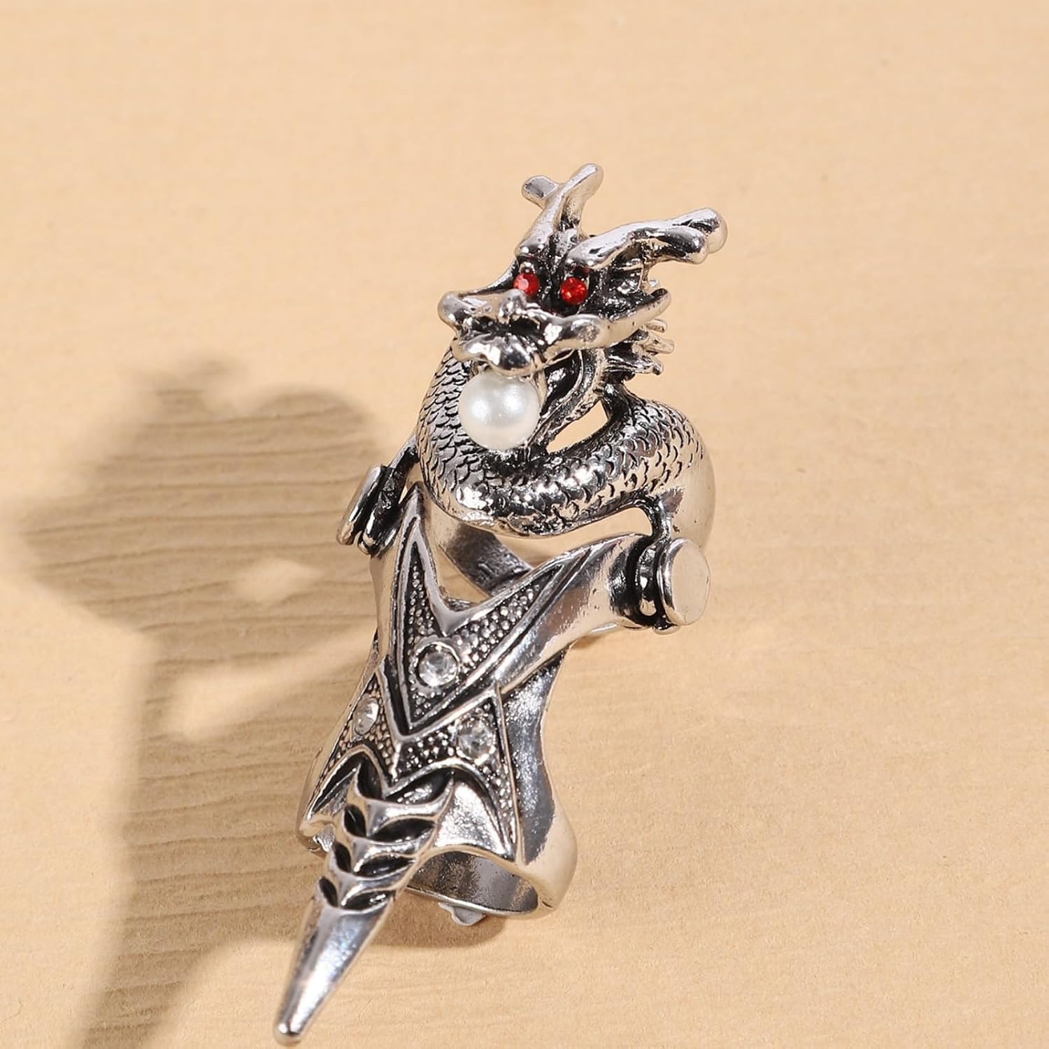 Vintage Dragon Ring Statement Chunky Stainless Steel Ring Gothic Snake Scorpion Skull Ring Halloween Dark Jewelry Accessories for Women Men - Image 3