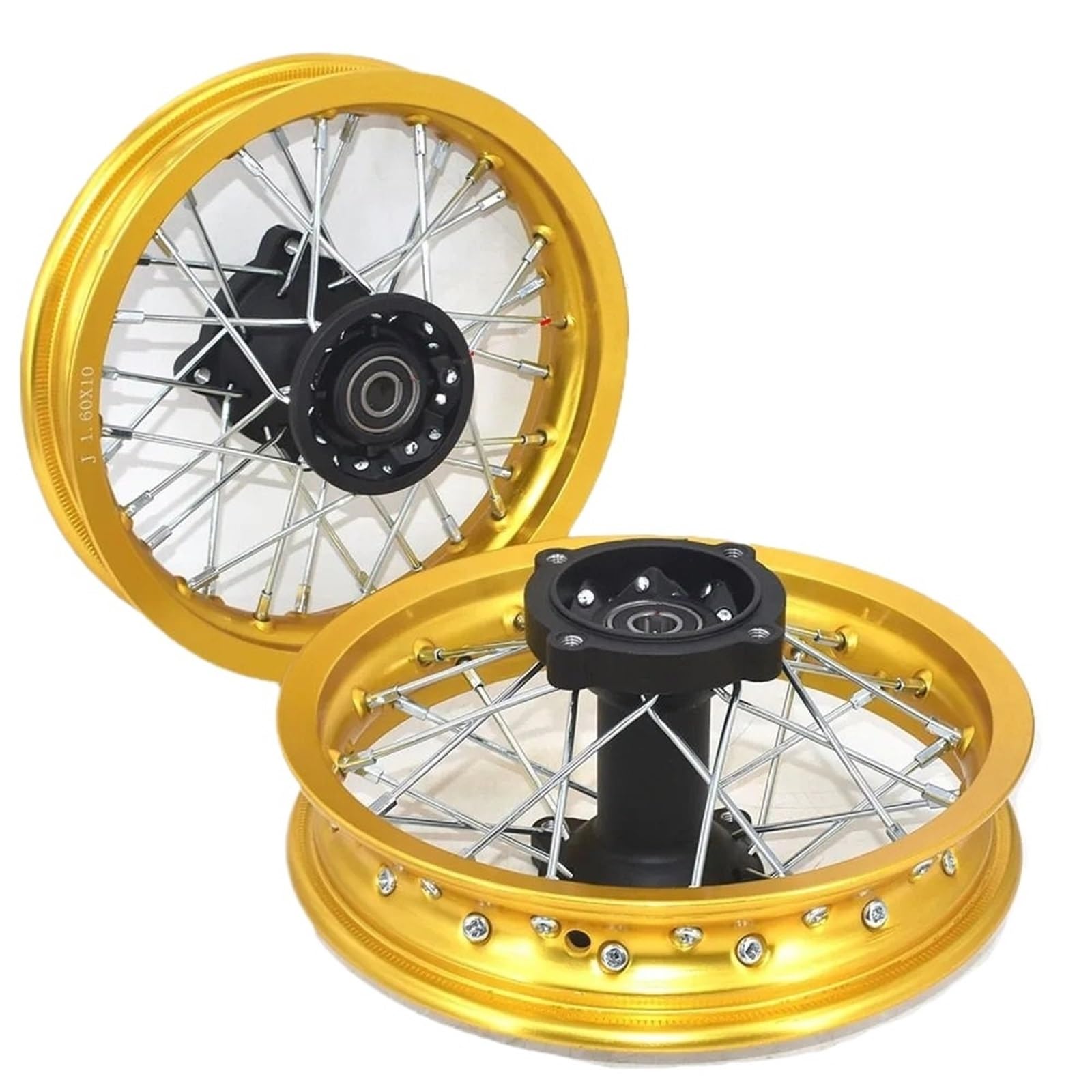 Piasty kół motocyklowych Pasuje do CRF50 XR50 70 przednich 1,60-10 cali tylnych 10-calowych aluminiowych felg aluminiowych czarna piasta Piasta(Gold 15mm Axle Hole)