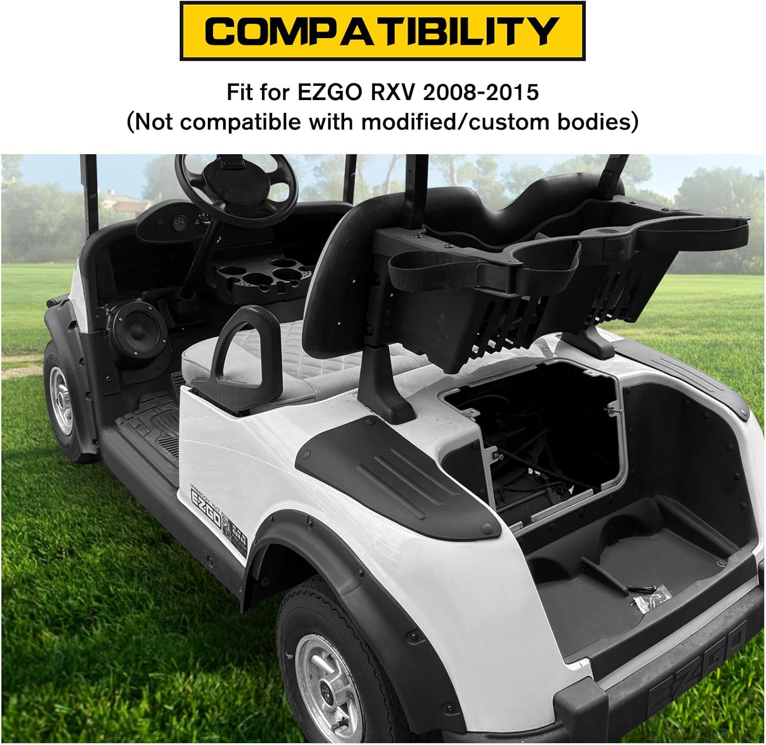 Front and Rear Fender Flares compatible with EZGO RXV 2008-2015 G&E Models, Combined Mud Flaps Guards for E-Z-GO RXV, Golf Cart Accessories, Standard and Unmodified Golf Carts Body Only