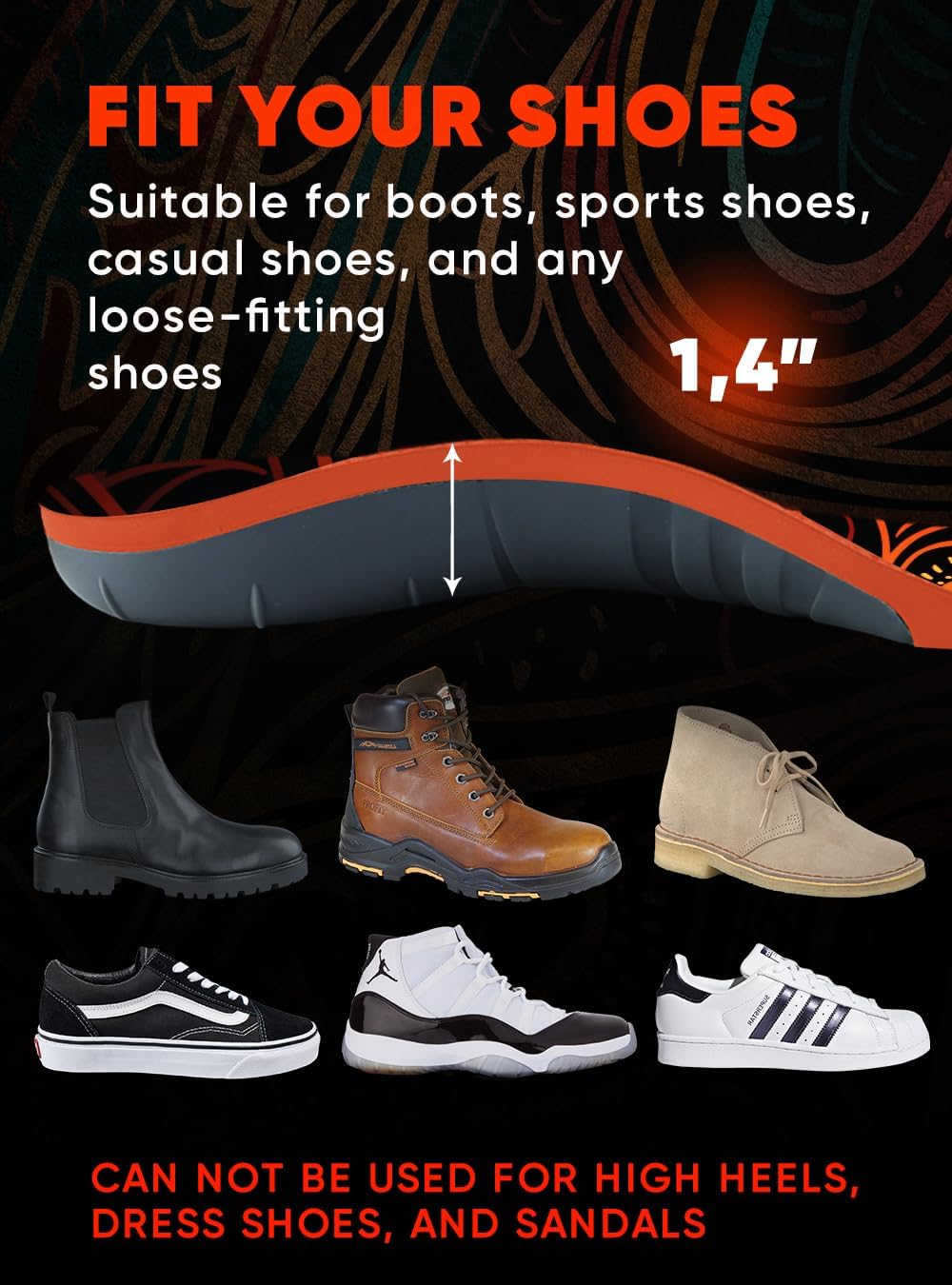 220+ lbs Plantar Fasciitis Insoles - High Arch Support - Pain Relief - Comfort and Stability - Work Boots and Shoes (L) - Image 4