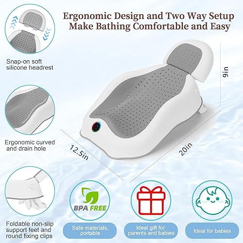 Miniatura 5 de Baby Bath Support Newborn Bathtub with Thermometer,Foldable Baby Tubs for Newborns Baby Bathtub,Soft Sink Baby Bath Tub for Newborn Tub Infant