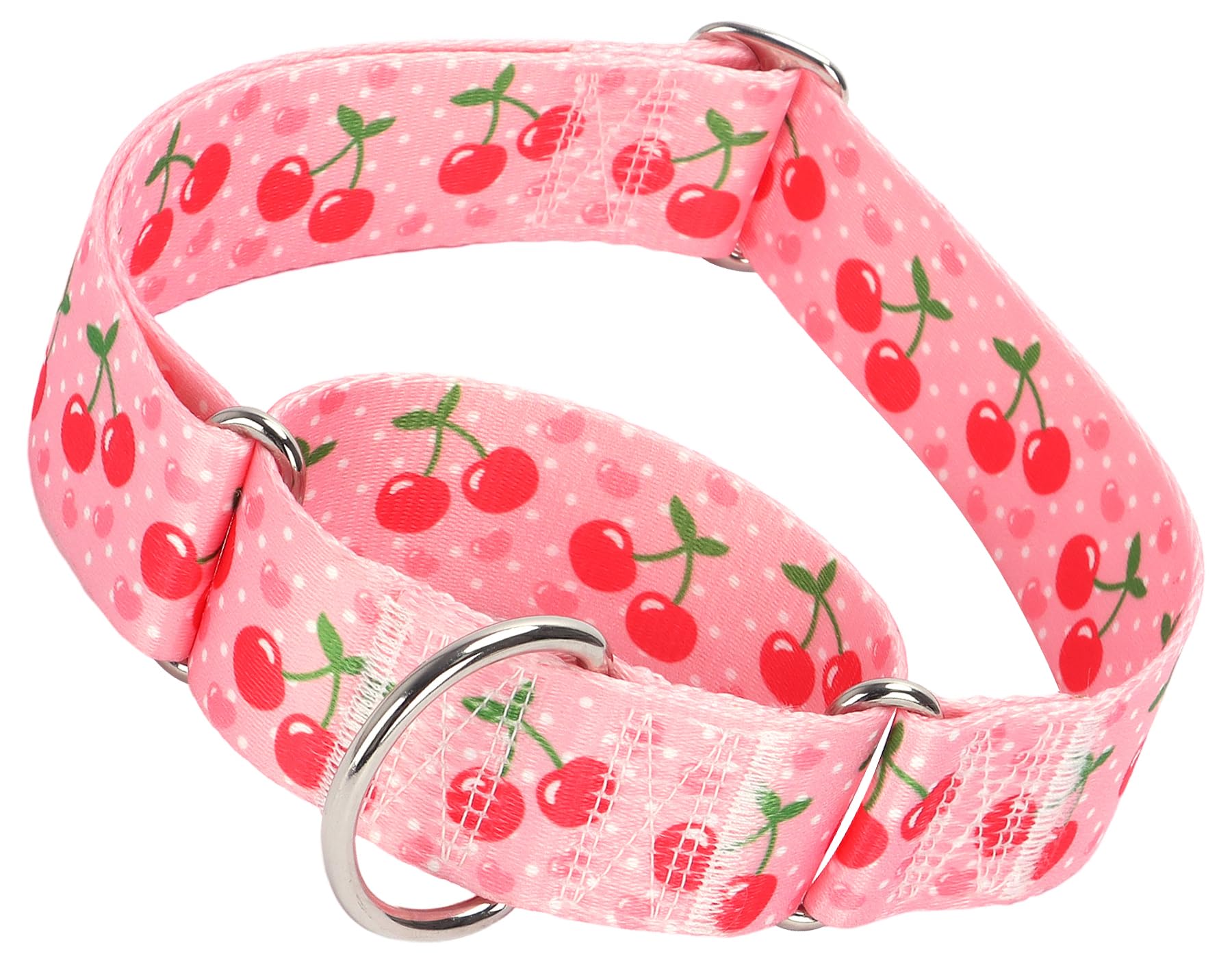 1.5 inch Wide Martingale Collar for Large Dogs,Big Thick Dog CollarNo-Slip Escape Proof Choke No Pull Cinch for Male and Female Dogs for Training & Walking -Pink Cherry L